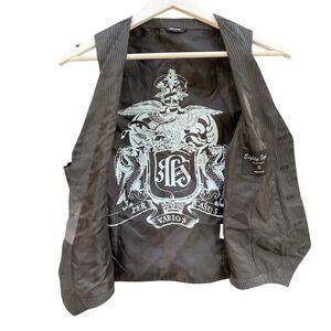 Men's grey and black pinstripe Vest y2K